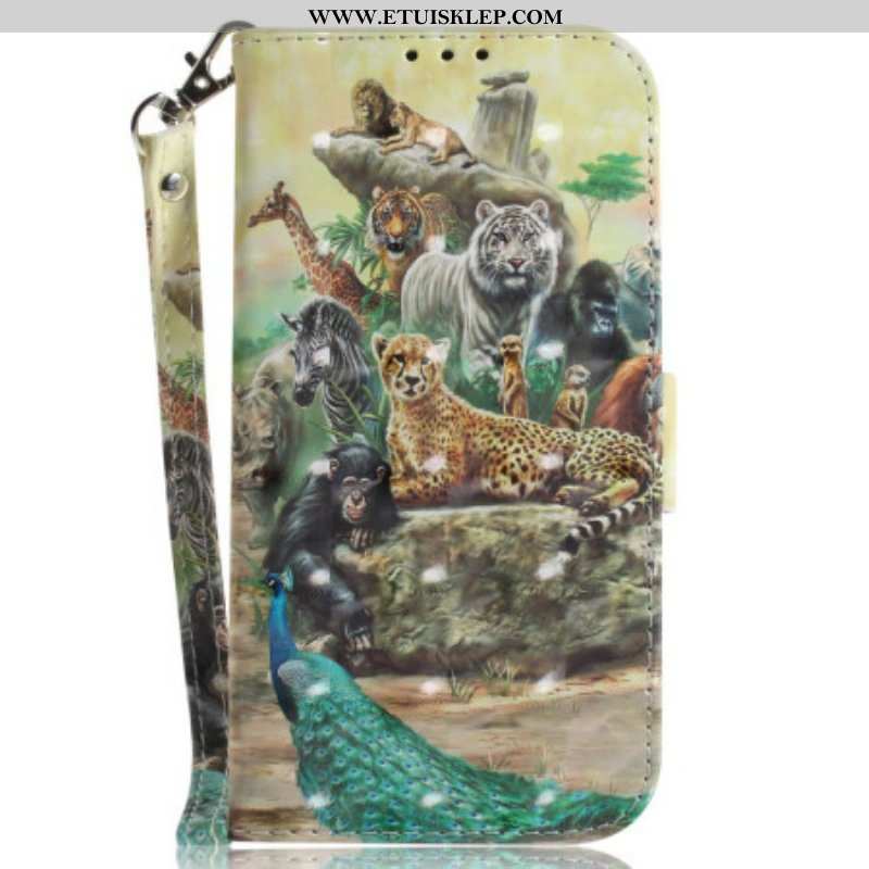 Etui Folio do Xiaomi 12 / 12X z Łańcuch Stringi Safari Animals